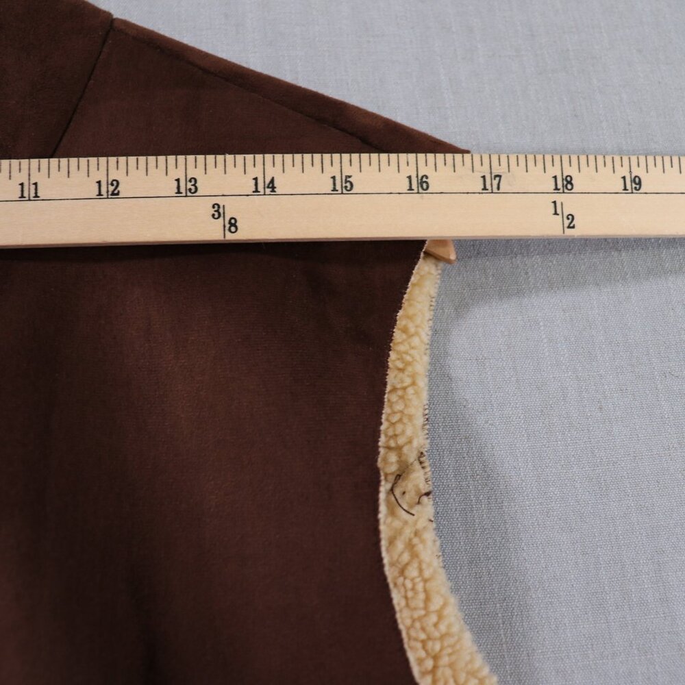 Lands End Faux Suede Sherpa Vest Women’s XL Petite 18-20 Brown Lined Full Zip - Picture 10 of 16